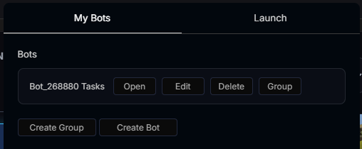 Create New Bot in the editor
